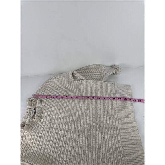 Madewell Wool Blend Chunky Pullover Ruffle Cream Sweater Women's Small - Picture 8 of 8